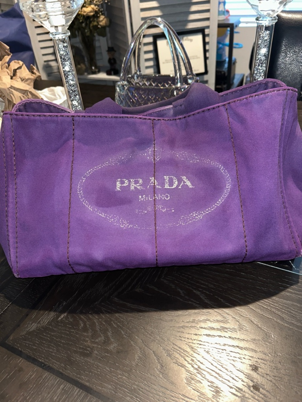 Prada Hemp Bag Large Denim Purple - Picture 2 of 12